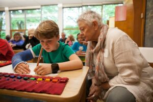 grandparent visiting student in school