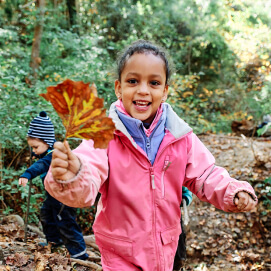 Kindergarten student in nature class